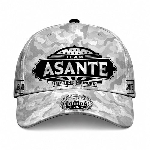 ASANTE TC01 HH79 Team Your Name Hat, Personalized Camo Baseball Cap, Custom Family Gift, Gift for Him Her