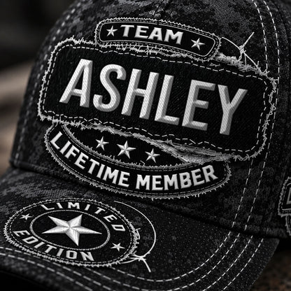 ASHLEY TC03 HH79  Personalized Black Camo Baseball Cap, Custom Name Family Hat