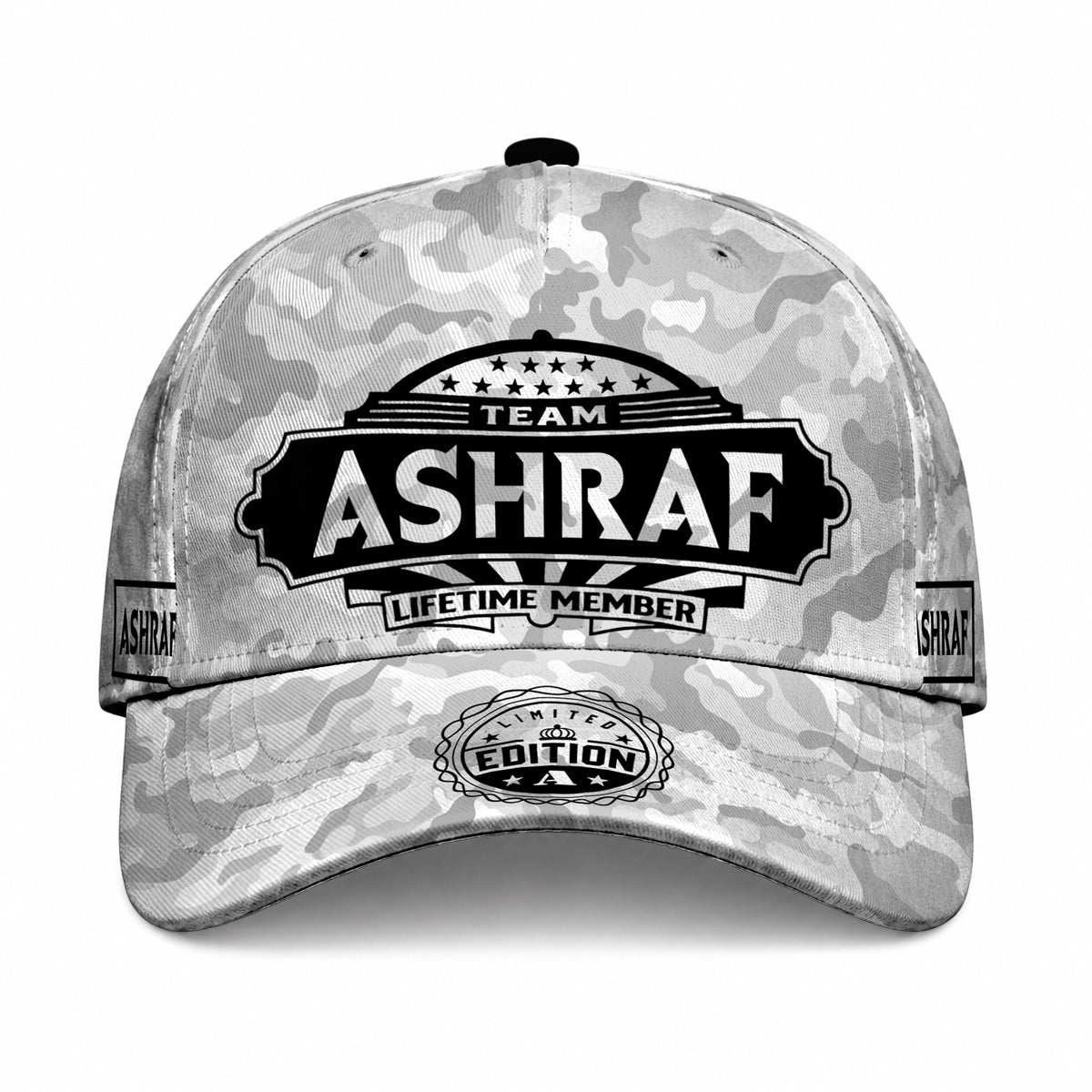 ASHRAF TC01 HH79 Team Your Name Hat, Personalized Camo Baseball Cap, Custom Family Gift, Gift for Him Her