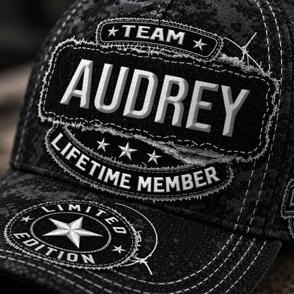 AUDREY TC03 HH79  Personalized Black Camo Baseball Cap, Custom Name Family Hat