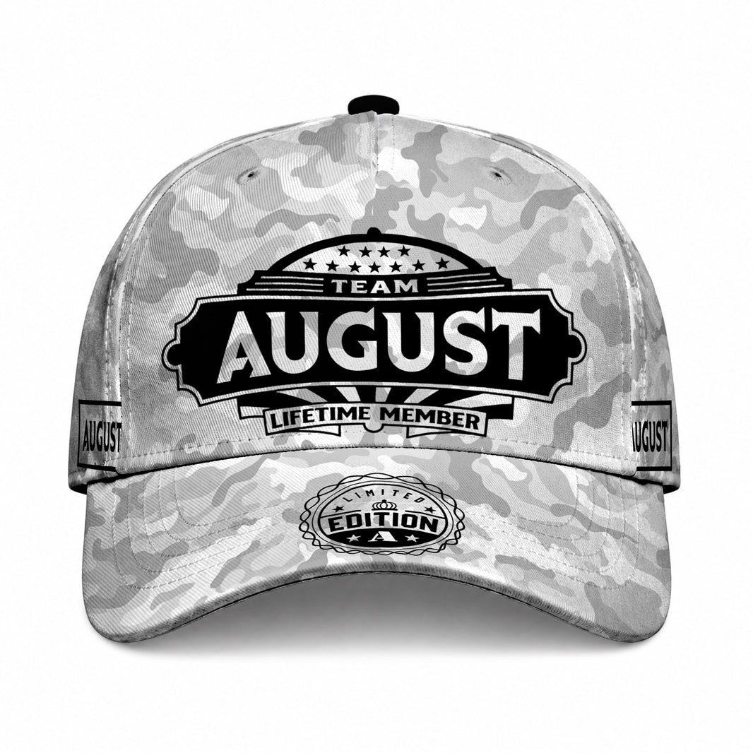 AUGUST TC01 HH79 Team Your Name Hat, Personalized Camo Baseball Cap, Custom Family Gift, Gift for Him Her
