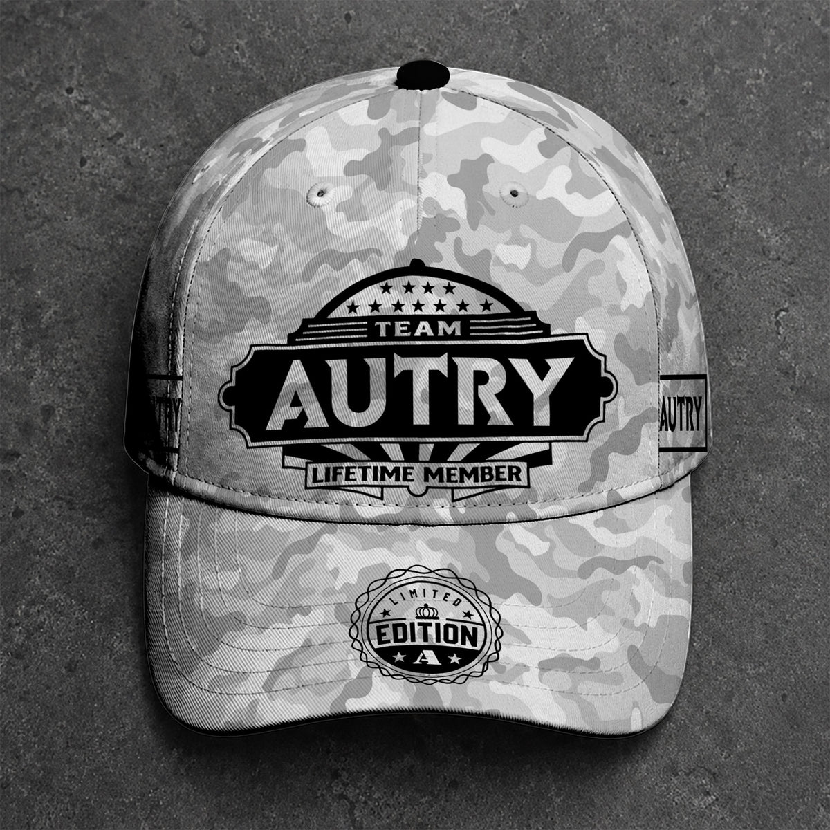 AUTRY TC01 HH79 Team Your Name Hat, Personalized Camo Baseball Cap, Custom Family Gift, Gift for Him Her