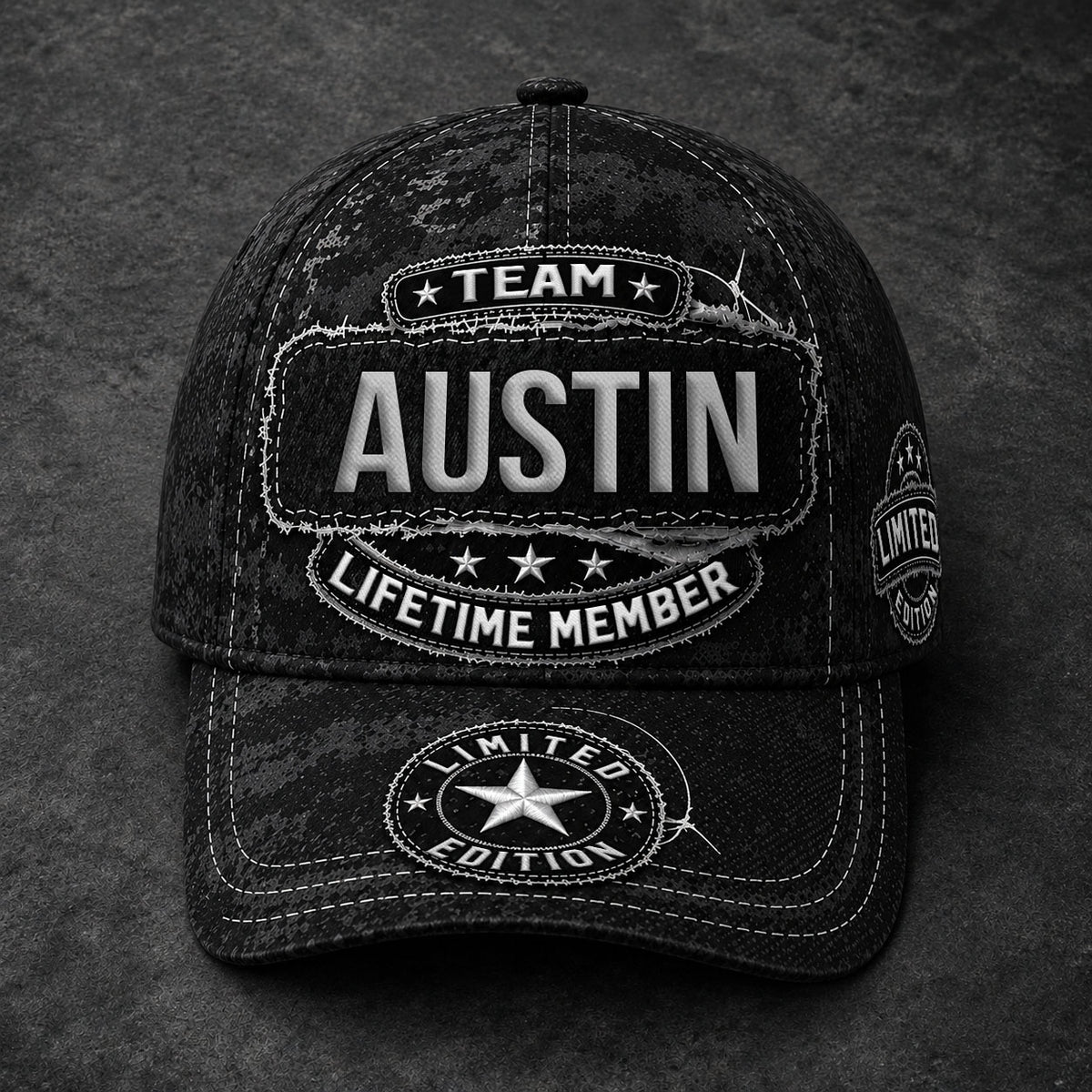 AVILA TC03 HH79  Personalized Black Camo Baseball Cap, Custom Name Family Hat