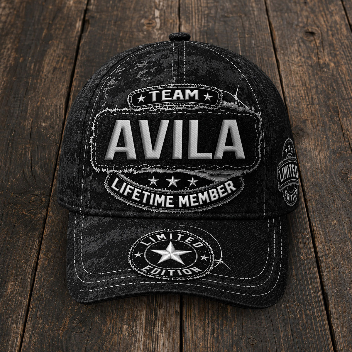 AVILA TC03 HH79  Personalized Black Camo Baseball Cap, Custom Name Family Hat