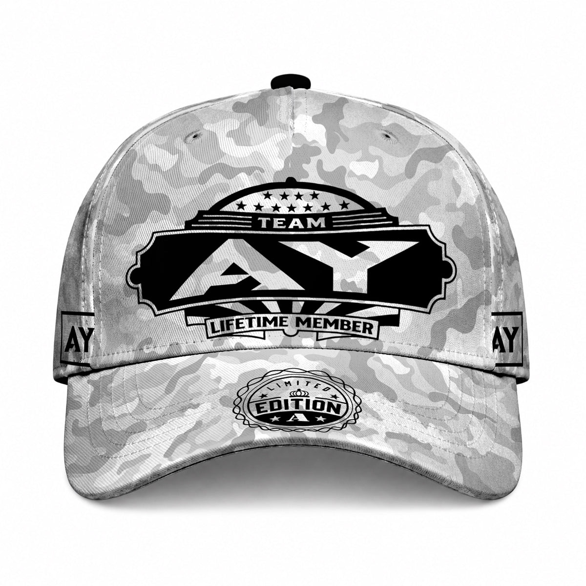 AY TC01 HH79 Team Your Name Hat, Personalized Camo Baseball Cap, Custom Family Gift, Gift for Him Her