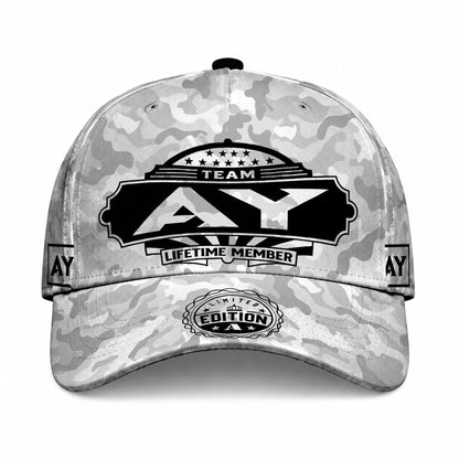 AY TC01 HH79 Team Your Name Hat, Personalized Camo Baseball Cap, Custom Family Gift, Gift for Him Her
