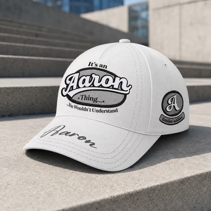 AARON  TC05 HH79  Personalized Distressed Baseball Cap, Custom Retro Trucker Hat, Statement Dad Cap, White version