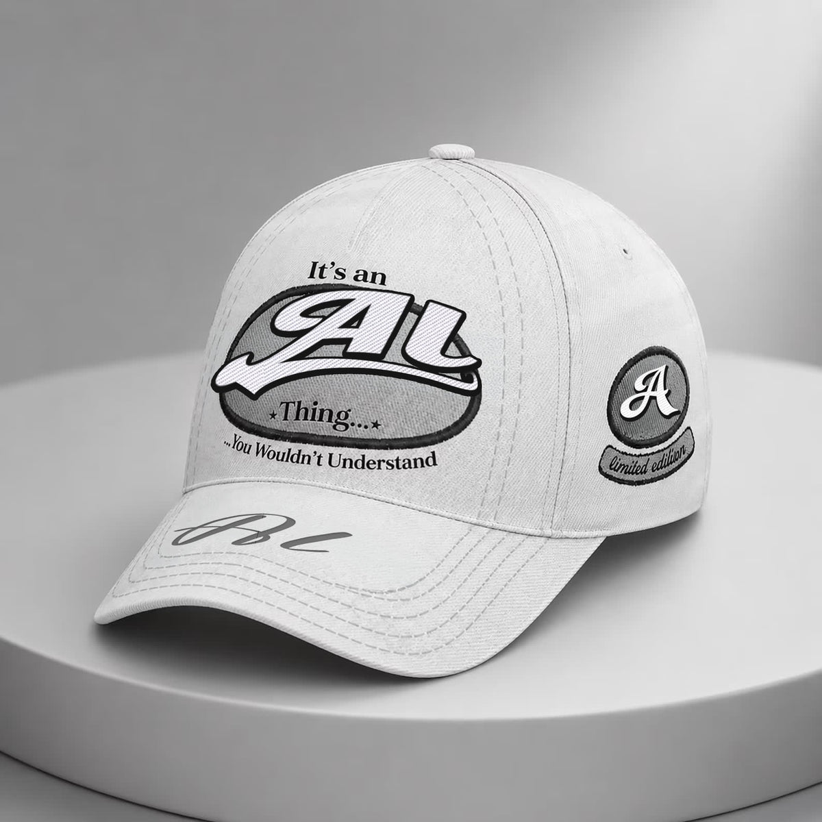 AL  TC05 HH79  Personalized Distressed Baseball Cap, Custom Retro Trucker Hat, Statement Dad Cap, White version