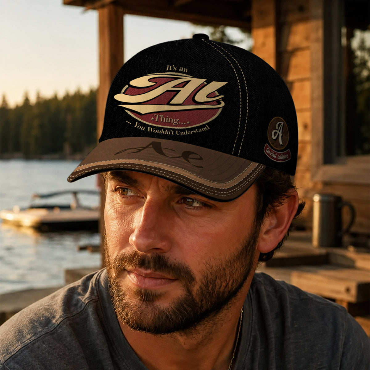 AL  TC06 HH79 Personalized Distressed Baseball Cap, Custom Retro Trucker Hat, Statement Dad Cap
