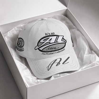 AL  TC05 HH79  Personalized Distressed Baseball Cap, Custom Retro Trucker Hat, Statement Dad Cap, White version