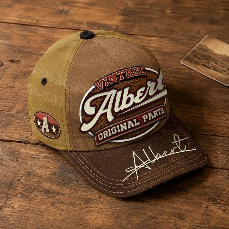 ALBERT TC02 HH79  Personalized Name Baseball Cap, Vintage Retro Hat, Custom Gift for Him & Her