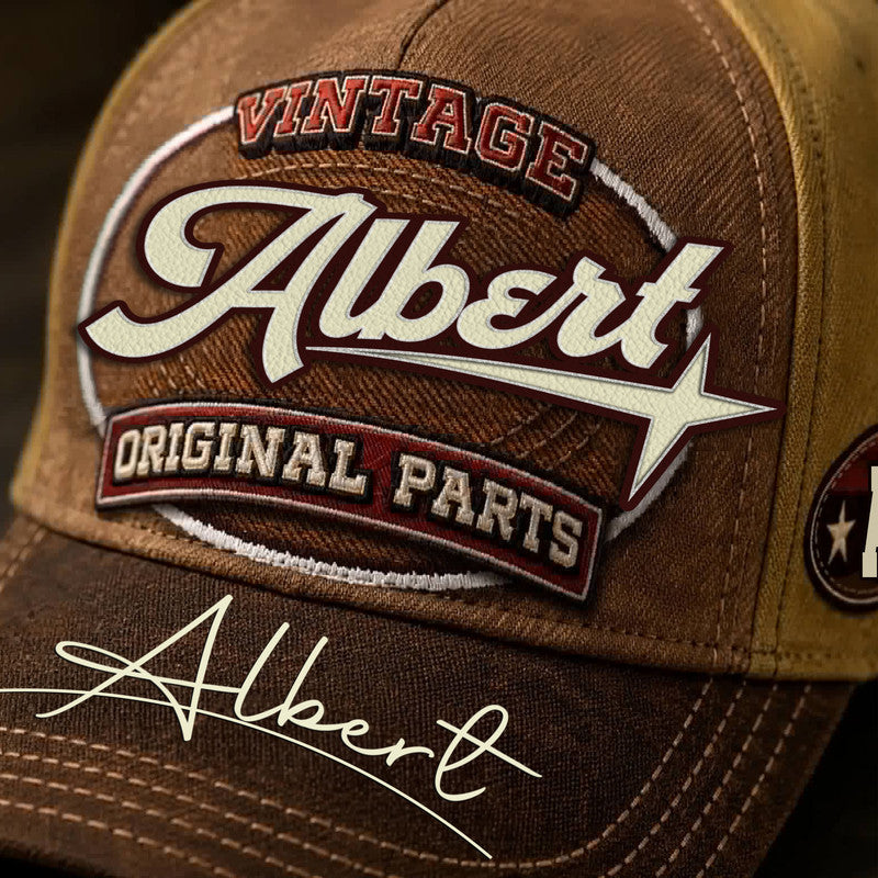 ALBERT TC02 HH79  Personalized Name Baseball Cap, Vintage Retro Hat, Custom Gift for Him & Her