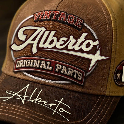 ALBERTO TC02 HH79  Personalized Name Baseball Cap, Vintage Retro Hat, Custom Gift for Him & Her
