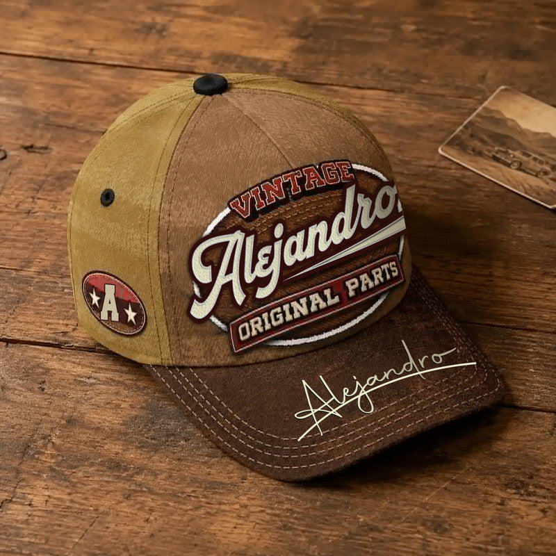ALEJANDRO TC02 HH79  Personalized Name Baseball Cap, Vintage Retro Hat, Custom Gift for Him & Her