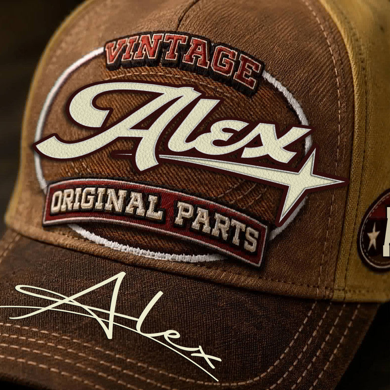 ALEX TC02 HH79  Personalized Name Baseball Cap, Vintage Retro Hat, Custom Gift for Him & Her