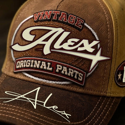 ALEX TC02 HH79  Personalized Name Baseball Cap, Vintage Retro Hat, Custom Gift for Him & Her