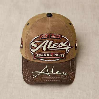 ALEX TC02 HH79  Personalized Name Baseball Cap, Vintage Retro Hat, Custom Gift for Him & Her