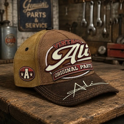 ALI TC02 HH79  Personalized Name Baseball Cap, Vintage Retro Hat, Custom Gift for Him & Her