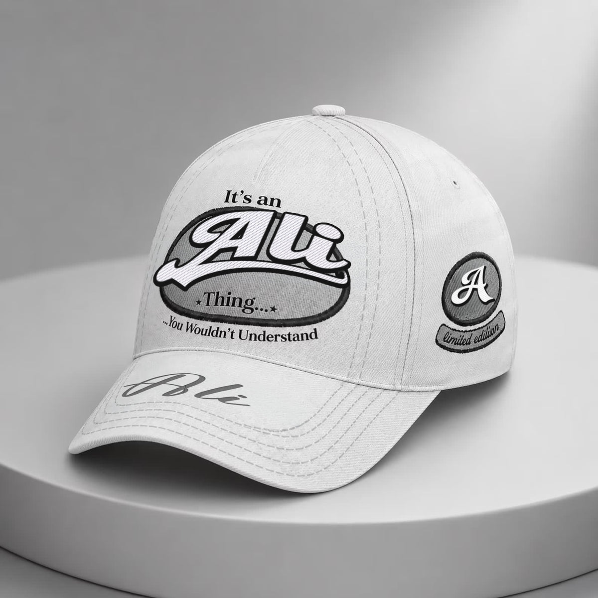 ALI  TC05 HH79  Personalized Distressed Baseball Cap, Custom Retro Trucker Hat, Statement Dad Cap, White version