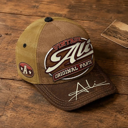 ALI TC02 HH79  Personalized Name Baseball Cap, Vintage Retro Hat, Custom Gift for Him & Her