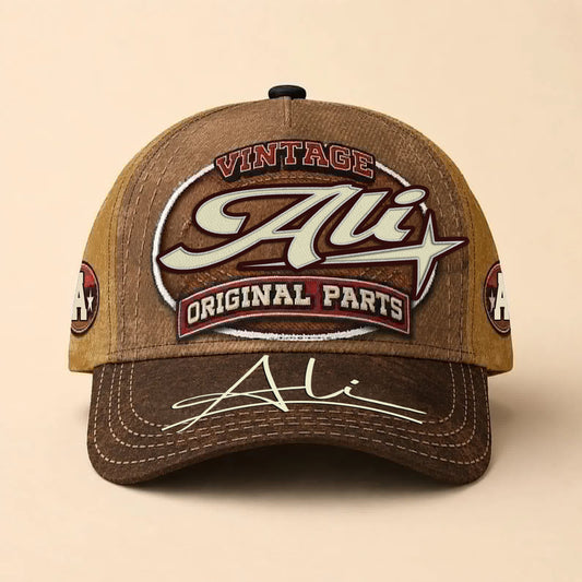 ALI TC02 HH79  Personalized Name Baseball Cap, Vintage Retro Hat, Custom Gift for Him & Her