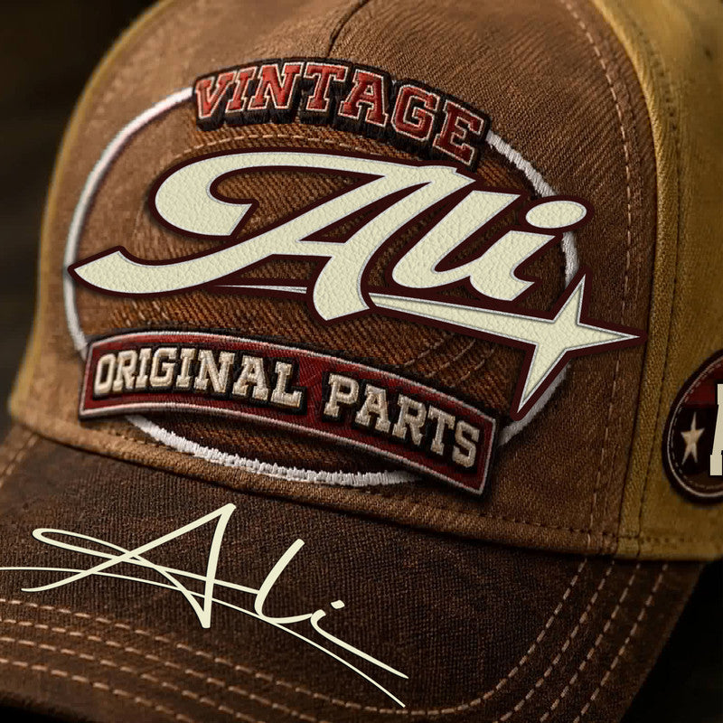 ALI TC02 HH79  Personalized Name Baseball Cap, Vintage Retro Hat, Custom Gift for Him & Her