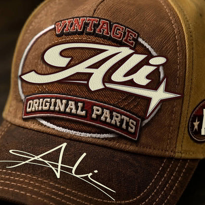 ALI TC02 HH79  Personalized Name Baseball Cap, Vintage Retro Hat, Custom Gift for Him & Her