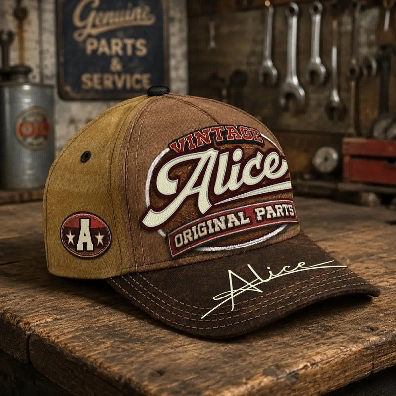 ALICE TC02 HH79  Personalized Name Baseball Cap, Vintage Retro Hat, Custom Gift for Him & Her