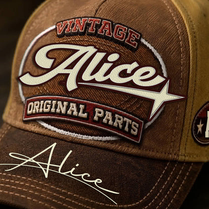 ALICE TC02 HH79  Personalized Name Baseball Cap, Vintage Retro Hat, Custom Gift for Him & Her