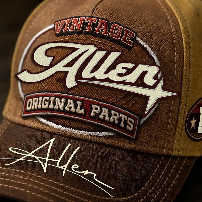 ALLEN TC02 HH79  Personalized Name Baseball Cap, Vintage Retro Hat, Custom Gift for Him & Her