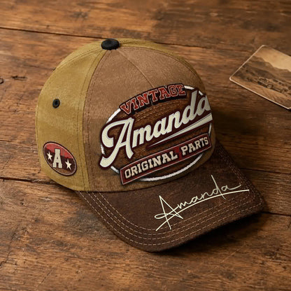 AMANDA TC02 HH79  Personalized Name Baseball Cap, Vintage Retro Hat, Custom Gift for Him & Her