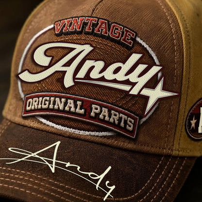 ANDY TC02 HH79  Personalized Name Baseball Cap, Vintage Retro Hat, Custom Gift for Him & Her