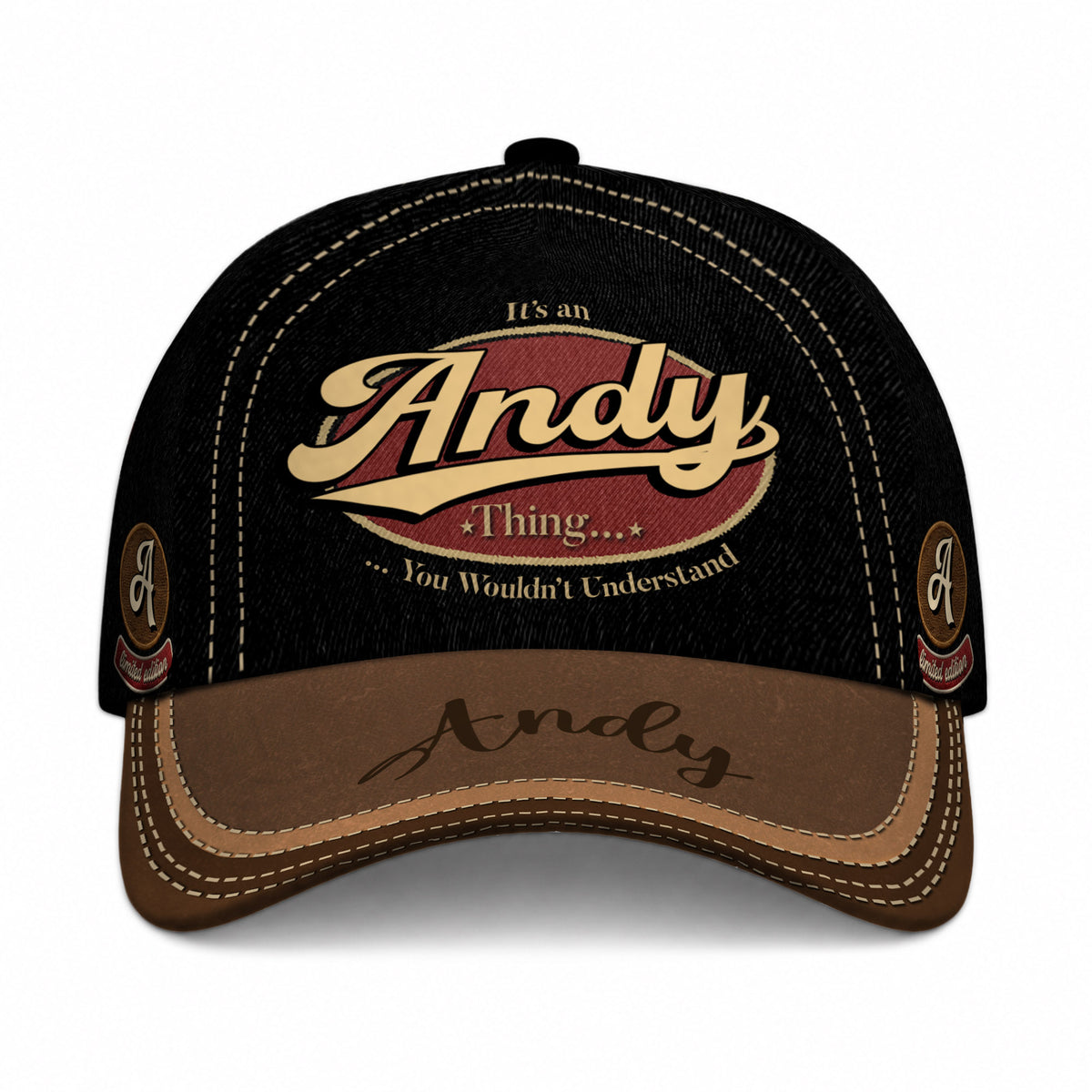 ANDY  TC06 HH79 Personalized Distressed Baseball Cap, Custom Retro Trucker Hat, Statement Dad Cap