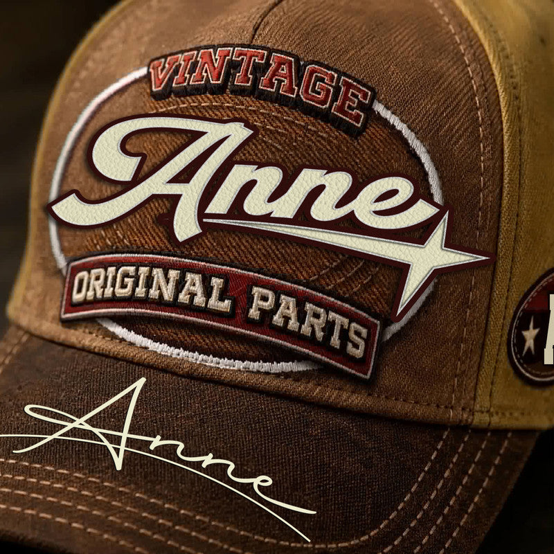 ANNE TC02 HH79  Personalized Name Baseball Cap, Vintage Retro Hat, Custom Gift for Him & Her