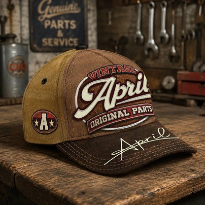 APRIL TC02 HH79  Personalized Name Baseball Cap, Vintage Retro Hat, Custom Gift for Him & Her