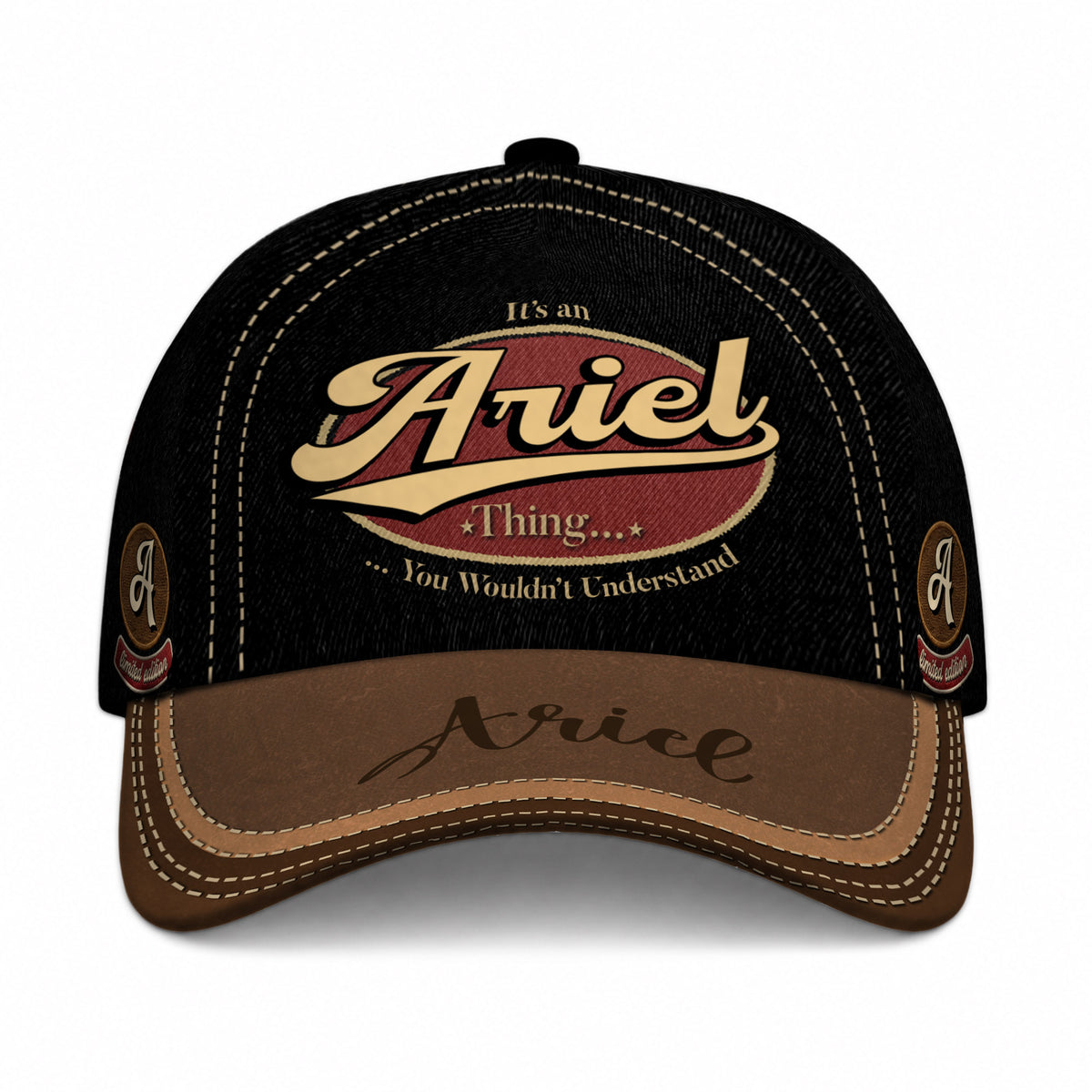 ARIEL  TC06 HH79 Personalized Distressed Baseball Cap, Custom Retro Trucker Hat, Statement Dad Cap