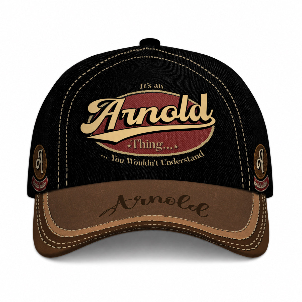 ARNOLD  TC06 HH79 Personalized Distressed Baseball Cap, Custom Retro Trucker Hat, Statement Dad Cap
