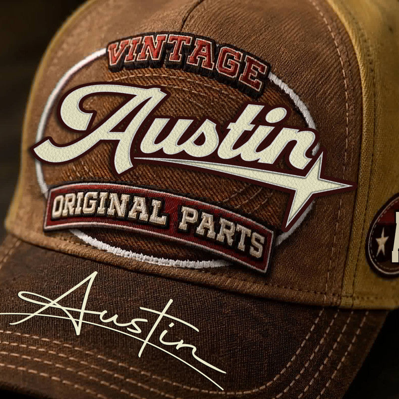 AUSTIN TC02 HH79  Personalized Name Baseball Cap, Vintage Retro Hat, Custom Gift for Him & Her