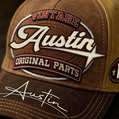 AUSTIN TC02 HH79  Personalized Name Baseball Cap, Vintage Retro Hat, Custom Gift for Him & Her
