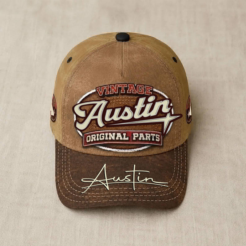 AUSTIN TC02 HH79  Personalized Name Baseball Cap, Vintage Retro Hat, Custom Gift for Him & Her