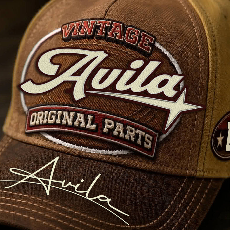 AVILA TC02 HH79  Personalized Name Baseball Cap, Vintage Retro Hat, Custom Gift for Him & Her