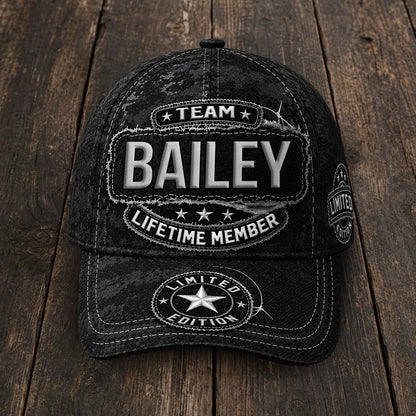 BAILEY TC03 HH79  Personalized Black Camo Baseball Cap, Custom Name Family Hat