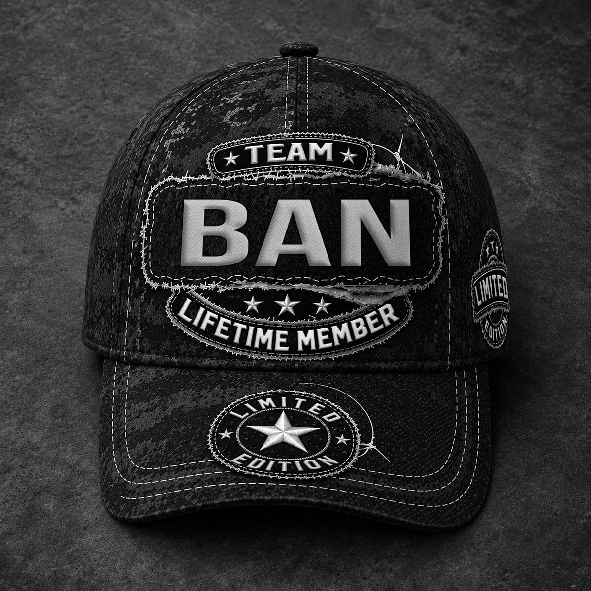 BAN TC03 HH79  Personalized Black Camo Baseball Cap, Custom Name Family Hat