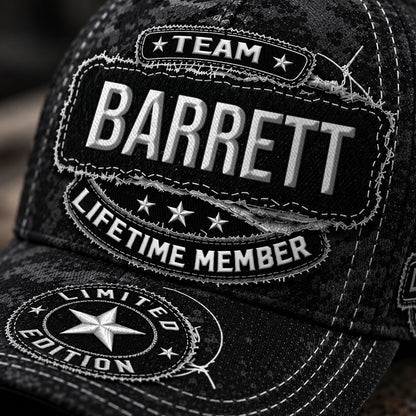 BARRETT TC03 HH79  Personalized Black Camo Baseball Cap, Custom Name Family Hat
