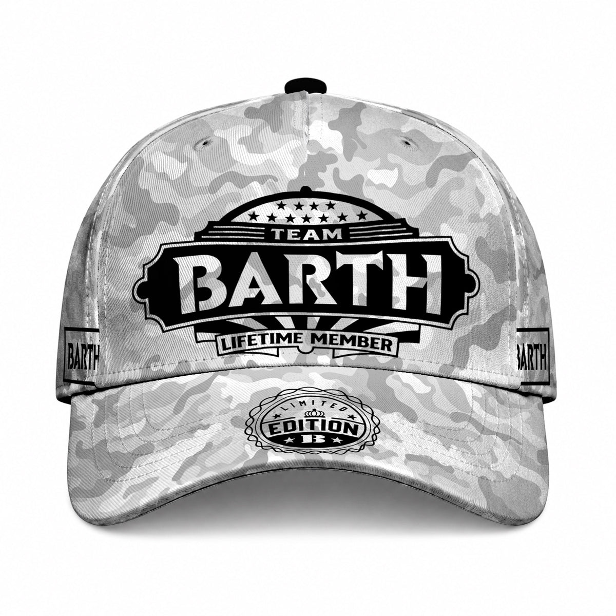 BARTH TC01 HH79 Team Your Name Hat, Personalized Camo Baseball Cap, Custom Family Gift, Gift for Him Her