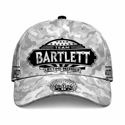 BARTLETT TC01 HH79 Team Your Name Hat, Personalized Camo Baseball Cap, Custom Family Gift, Gift for Him Her