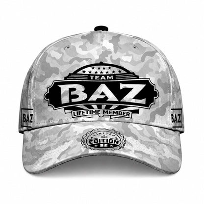 BAZ TC01 HH79 Team Your Name Hat, Personalized Camo Baseball Cap, Custom Family Gift, Gift for Him Her