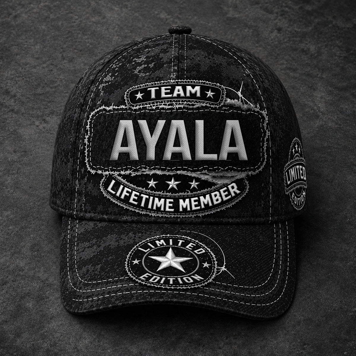 BA TC03 HH79  Personalized Black Camo Baseball Cap, Custom Name Family Hat