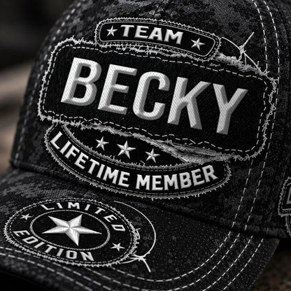 BECKY TC03 HH79  Personalized Black Camo Baseball Cap, Custom Name Family Hat