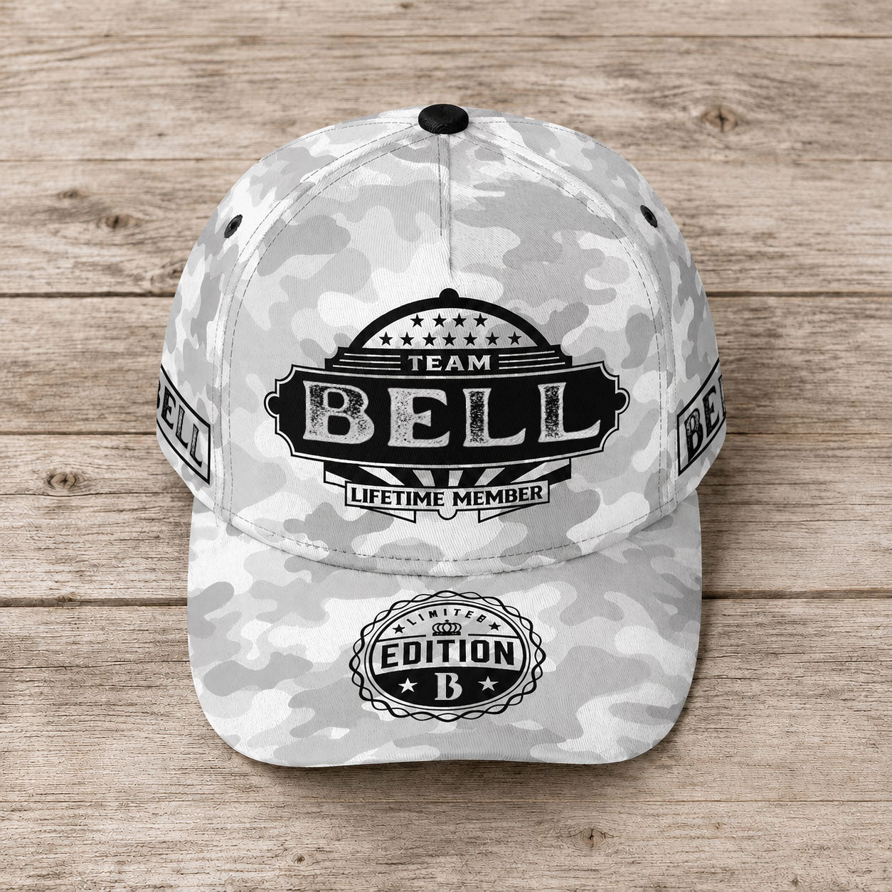 BELL TC01 HH79 Team Your Name Hat, Personalized Camo Baseball Cap, Custom Family Gift, Gift for Him Her